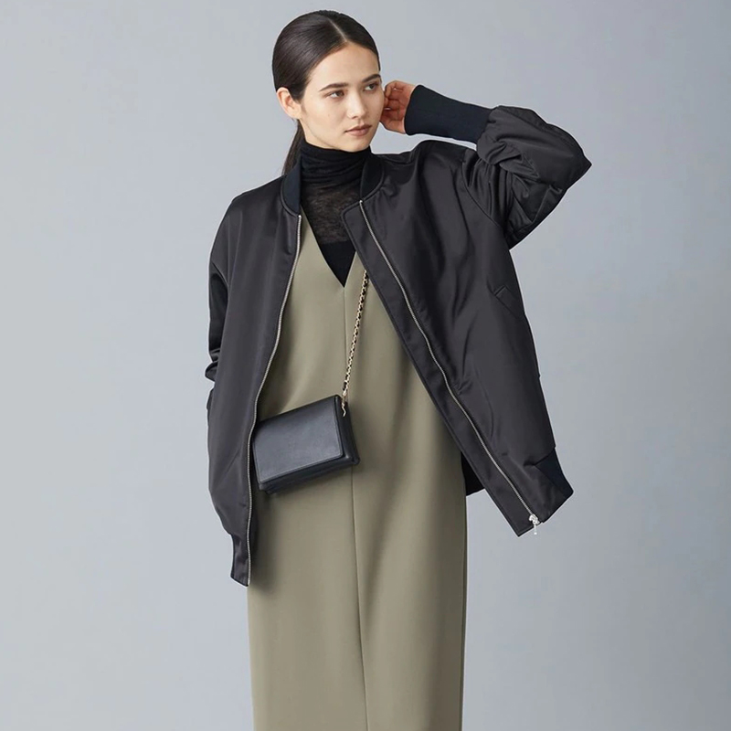 宽松混纺夹棉立领薄棉衣商场同款