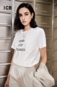 ICB日系春夏季 商场同款 通勤直筒纯棉印字圆领短袖 T恤内搭针织衫
