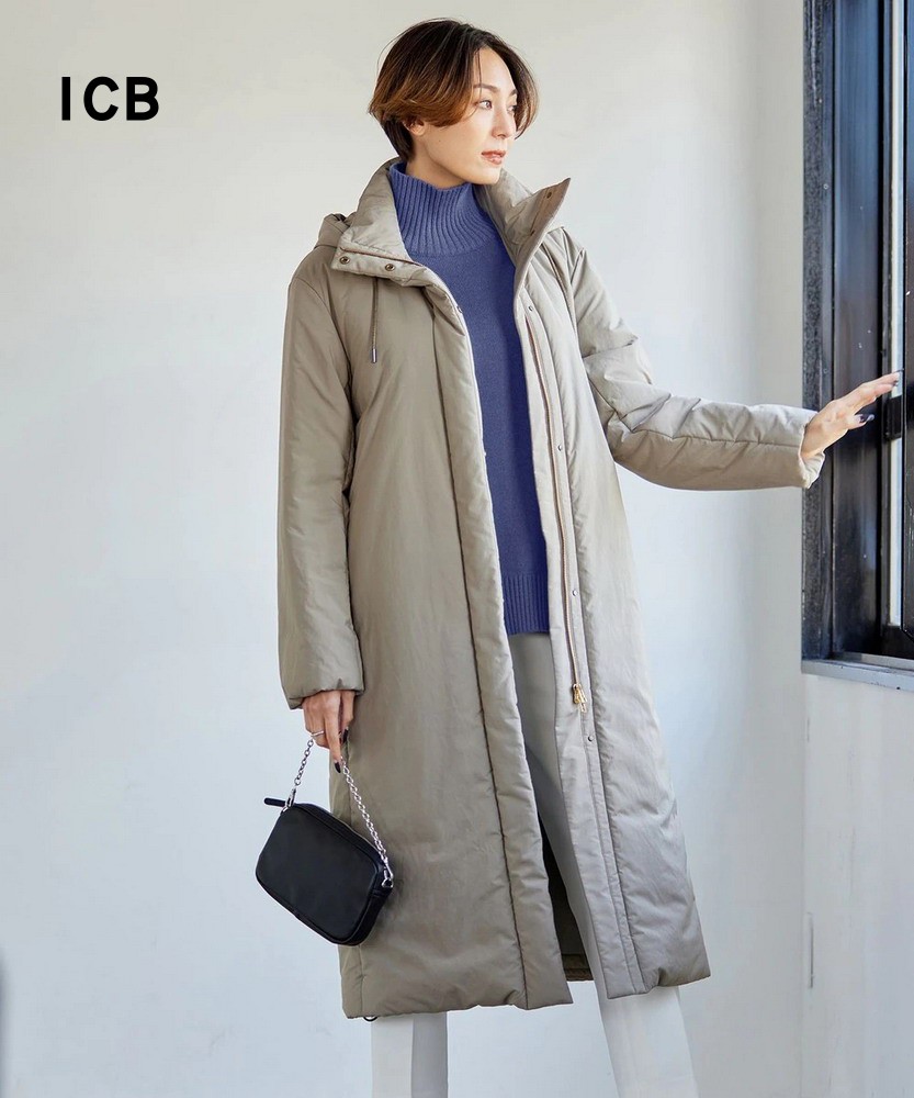 直筒立领带帽中长款棉衣商场同款