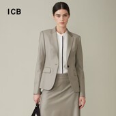 ICB日系春季 外套西服商场同款 通勤职业OL修身 羊毛混纺一粒扣西装