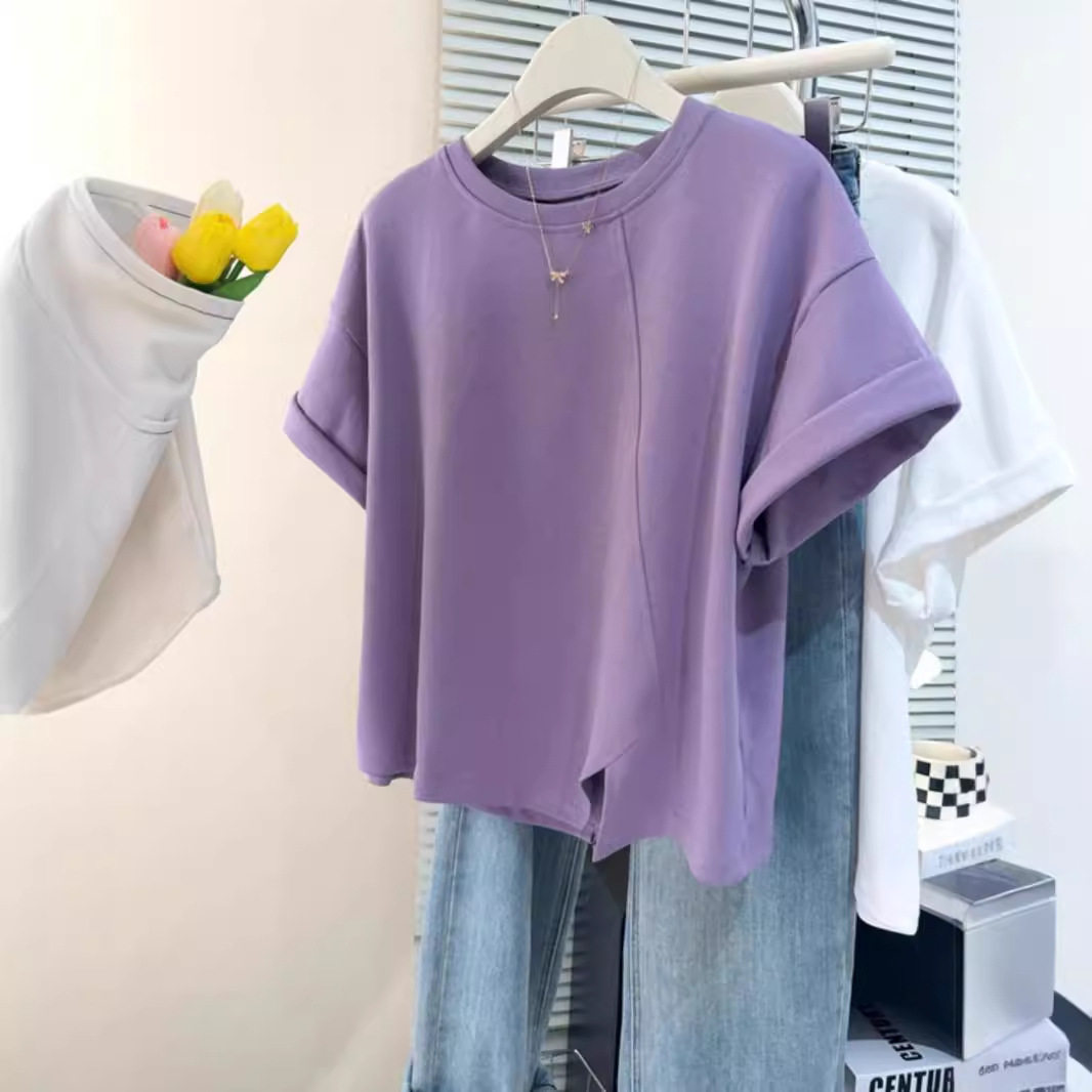 复古chic港味纯棉半袖T恤女夏季