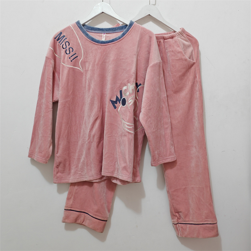 XL码 品牌睡衣 秋冬 女士 海岛绒套头九分裤家居服睡衣套装