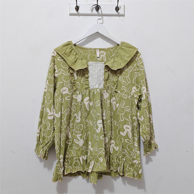 L码 品牌睡衣 女士 春秋 女圆领甜美舒适单件睡衣家居服