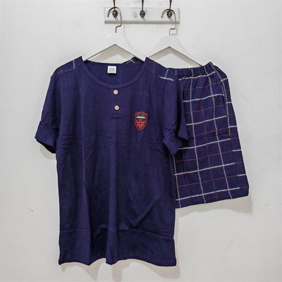 L-3XL码瑕疵清仓 男士睡衣 夏季 纯棉圆领短袖短裤家居服套装