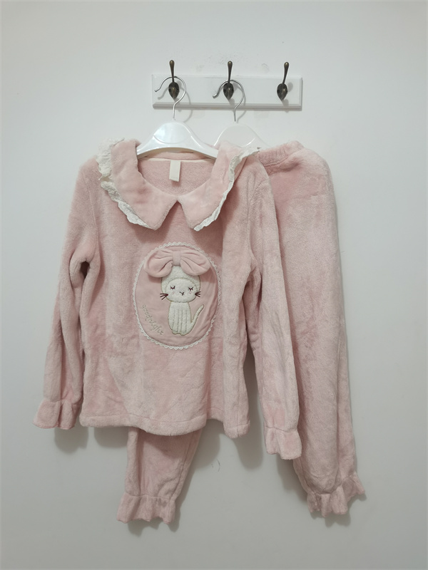 130码fenteng儿童家居服 冬款 女童法兰绒睡衣家居服两件套