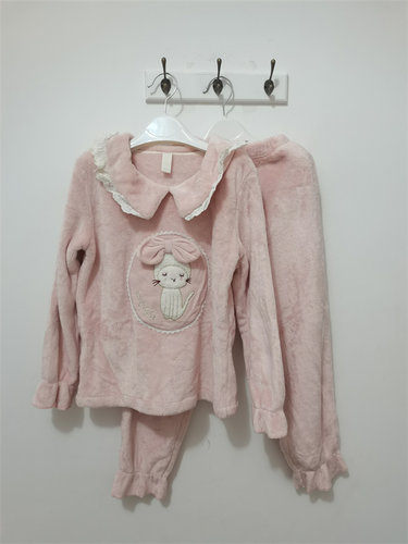 130码fenteng儿童家居服 冬款 女童法兰绒睡衣家居服两件套