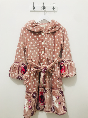 M-L码特价清仓 雅姿达睡衣 秋冬季 女士法兰绒甜美可爱中长款睡袍