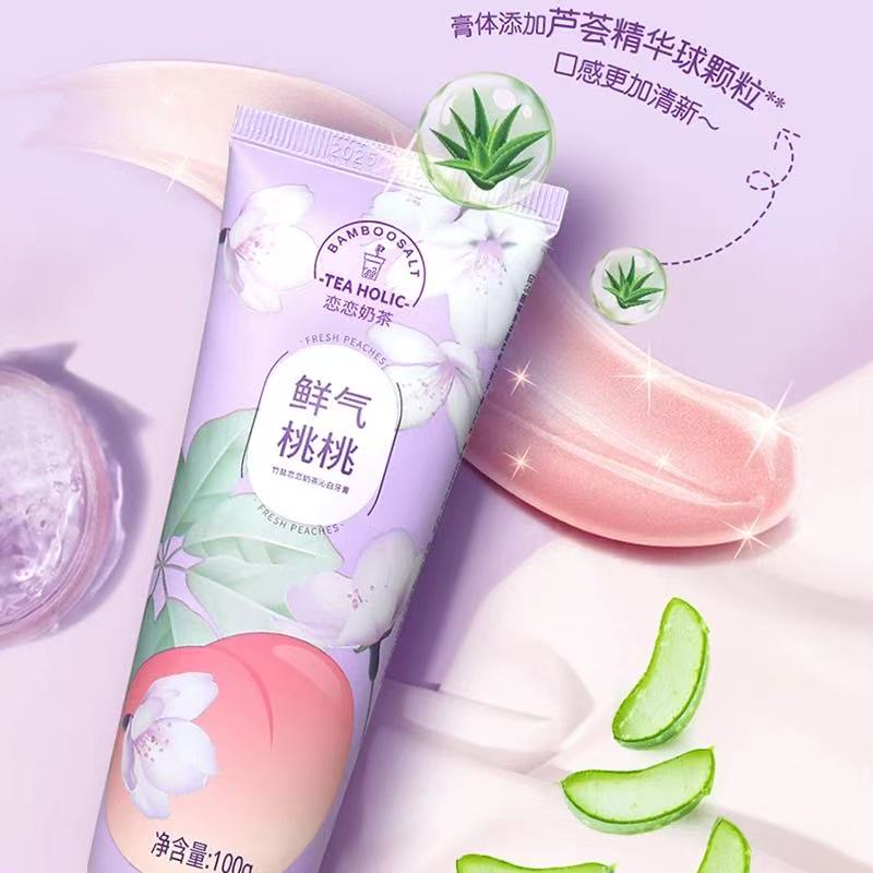 竹盐研白清新牙膏鲜气桃桃100g