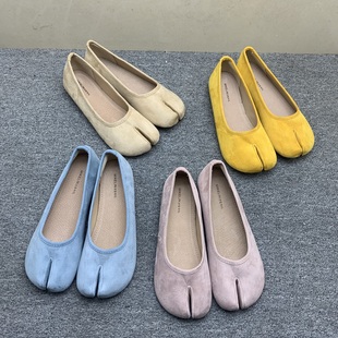 内增高森系复古小众猪蹄分趾单鞋女2025年春秋款晚晚风淑女奶奶鞋