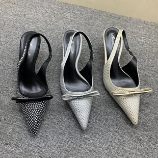 银色包头凉鞋 春秋气质晚晚尖头单鞋 鞋 爆款 子女2025新款 小众高跟鞋