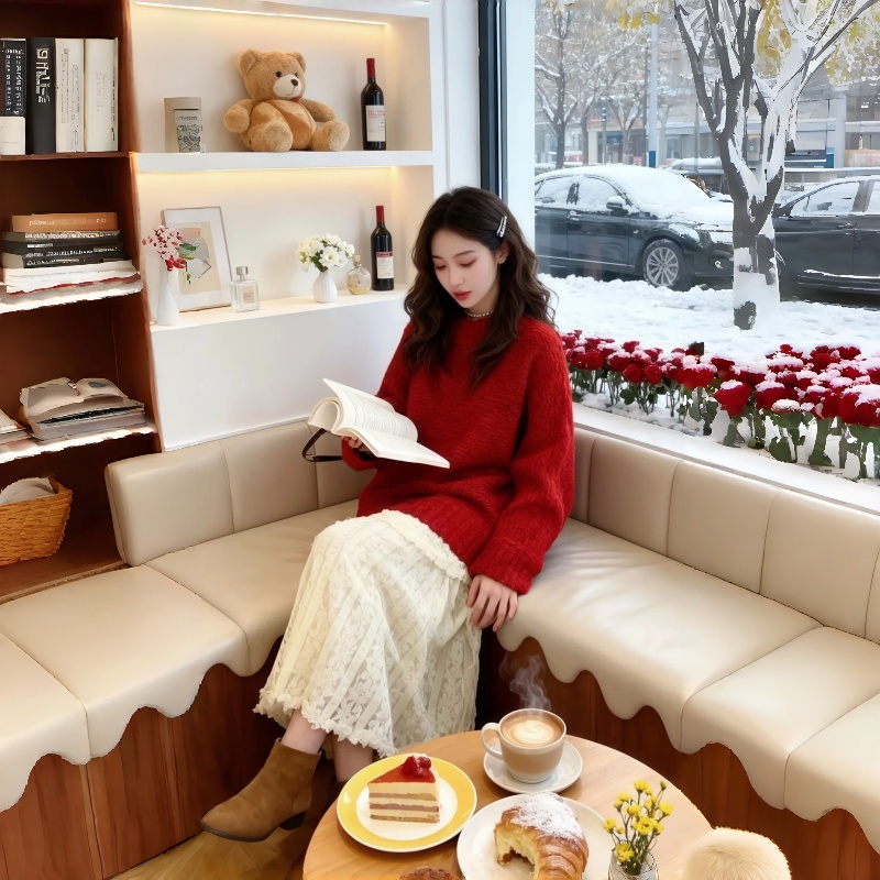 慵懒风圣诞红色软糯毛衣套装