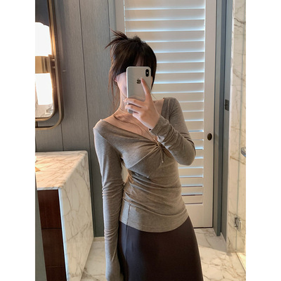 元派 别致扭结V领设计感针织衫2026春新款气质修身长袖上衣 M170