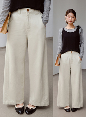 【歌铭】韩系通勤高腰直筒牛仔裤女秋季新款纯色简约阔腿裤N514C