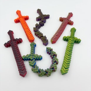 3d打印我的世界大剑模型手办可变形剑鞭摆件关节可动游戏周边玩具