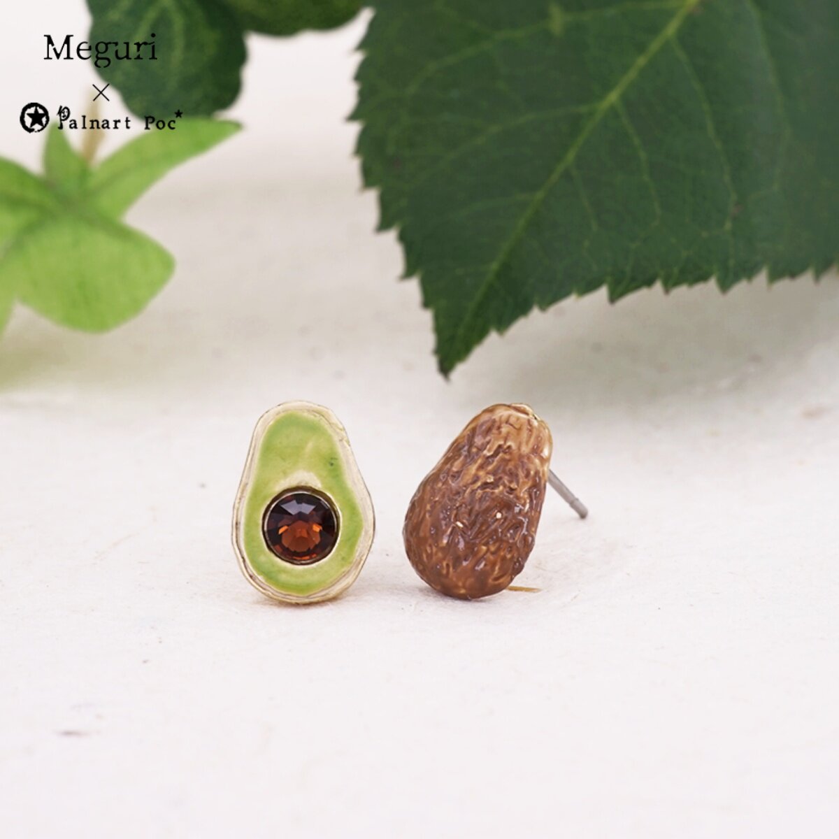 Palnartpoc日本小众手作牛油果avocado鳄梨kawaii拟物无过敏耳钉