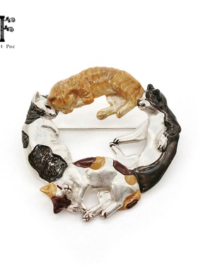 巡meguri原创Palnart poc子品牌4F小众设计四只睡觉的猫咪胸针