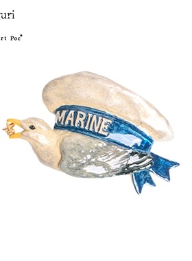 巡meguri手作Palnart poc夏季新款鸽子蓝色海兵帽独特设计感胸针