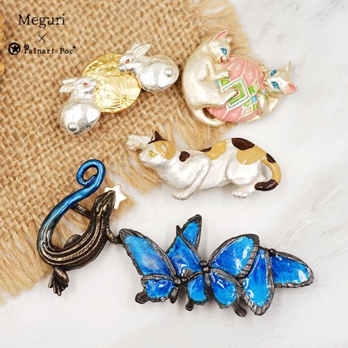 Palnart poc古灵精怪DIY和服带留蝴蝶猫兔子蜥蜴装饰衣服的小饰品