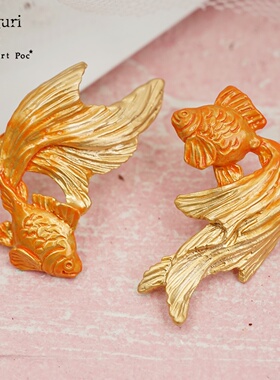 Palnart Poc新式日系金鱼黑色动物个性可爱立体百搭ins女春游耳环