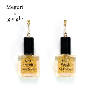 gargle指甲油夸张复古粉色耳环