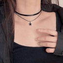 双层黑色星星项链女皮革项圈锁骨链日韩纯欲甜酷风choker颈链颈带
