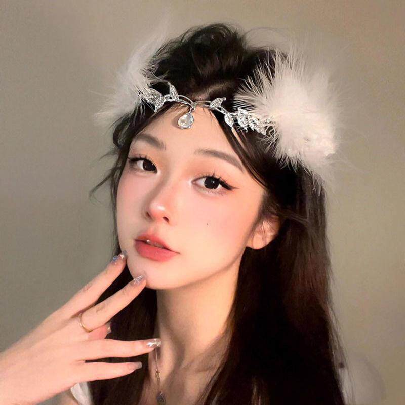 羽毛额饰头饰女眉心坠新娘古风异域民族发饰超仙精灵公主头箍配饰图片