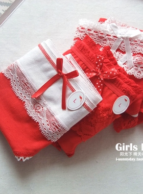 3条包邮新年大红色内裤女本命年莫代尔面料日系可爱纯棉低腰