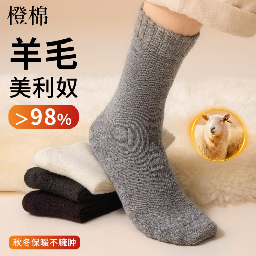美利奴加绒保暖男士秋冬羊毛袜