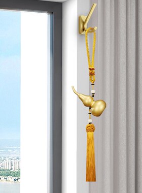 铜葫芦摆件纯黄铜开n口葫芦挂饰金色葫芦挂件家居办公室家用装饰