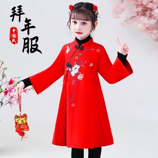 拜年服女童汉服冬装 加厚宝宝喜庆旗袍 儿童新年衣服过年中国风唐装