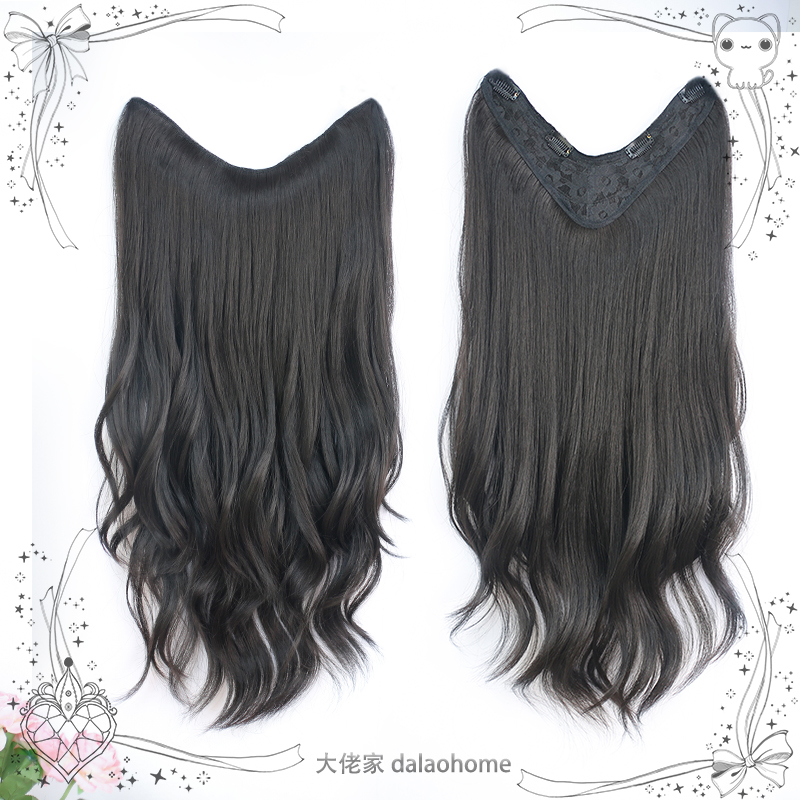 大佬家一片式卷发片小卷无痕v型仿真补发片女蓬松增发透气半头套