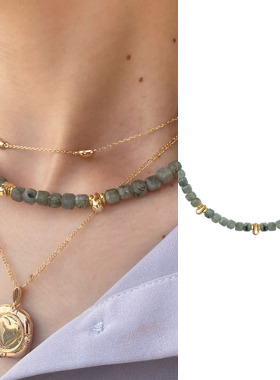 LHWindsor温莎珠宝禅意花园项链灰绿色玛瑙串珠锁骨链小众设计感