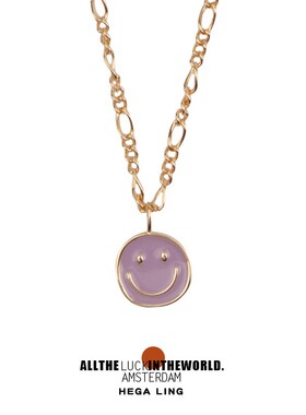 ATLITW紫色珐琅镶嵌笑脸百搭项链