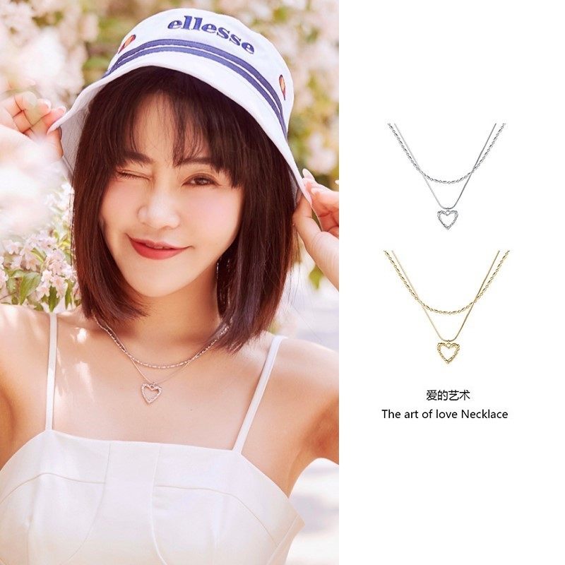 吴昕同款abyb charming项链 爱的艺术小众爱心叠戴锁骨链饰品首饰