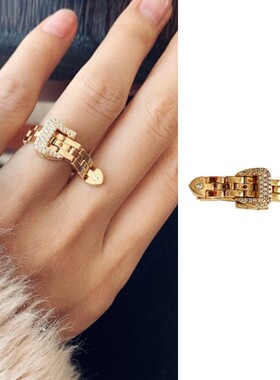 温莎珠宝锁链小众设计可调节戒指