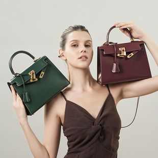 凯莉包二代BOX纹mini新款 高级感真皮手提包包大容量质感斜挎包女