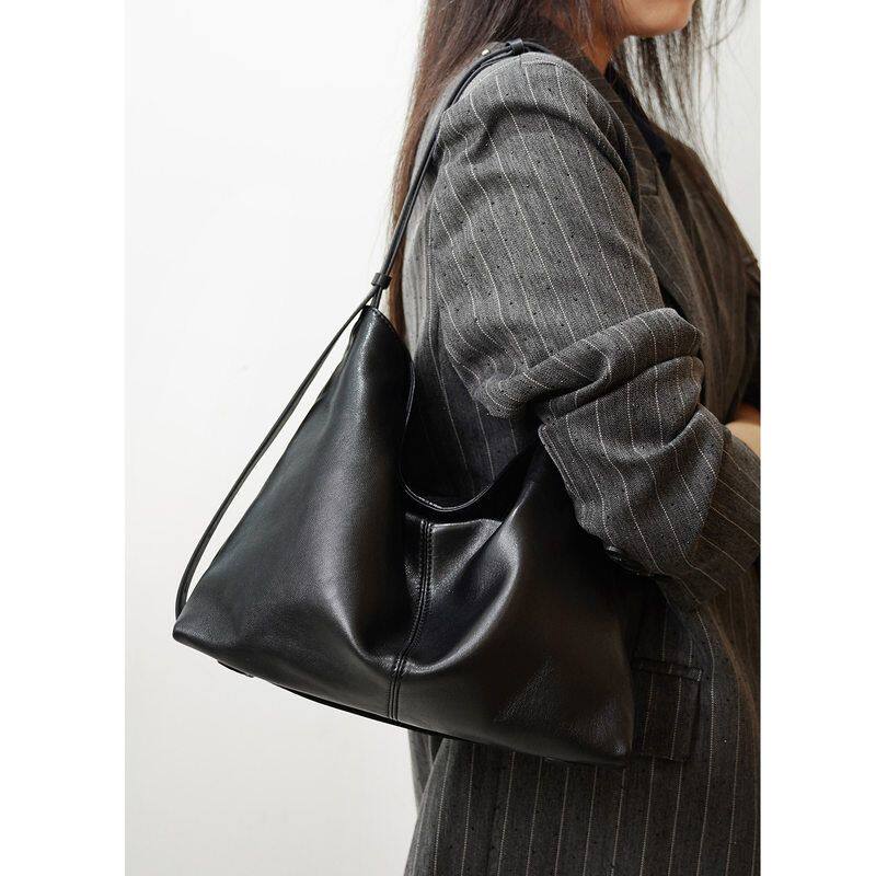 托特包女包风2025通勤质感慵懒单肩斜挎包羊皮小众大容量高级新款