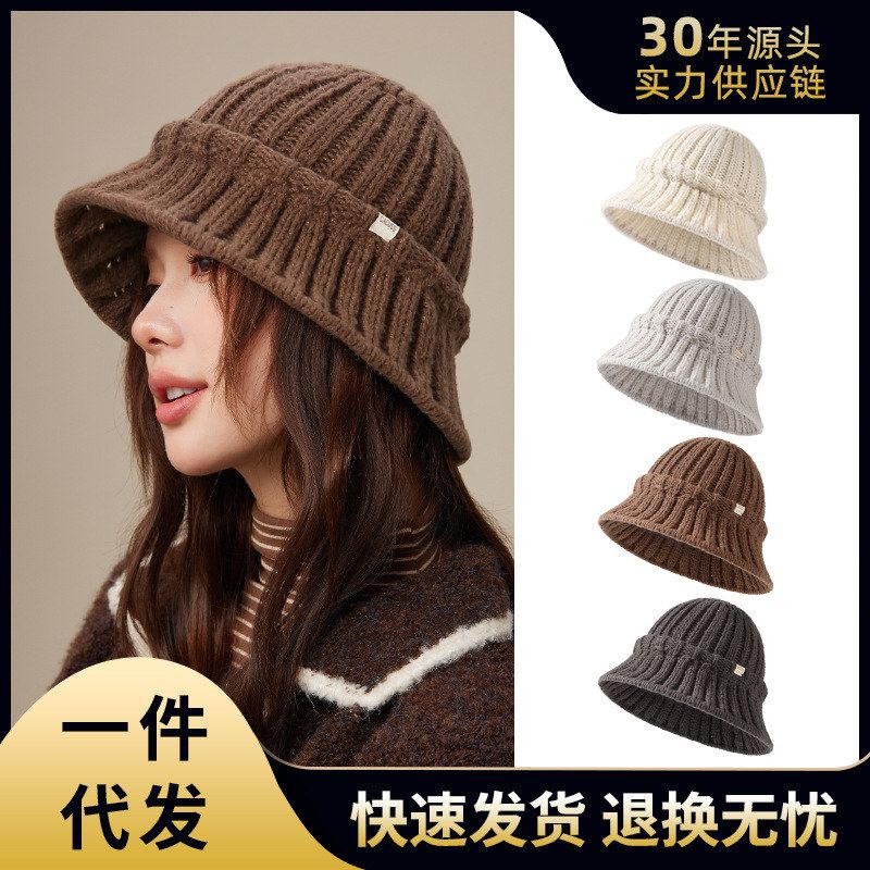 气质保暖渔夫帽日系秋冬盆帽简约