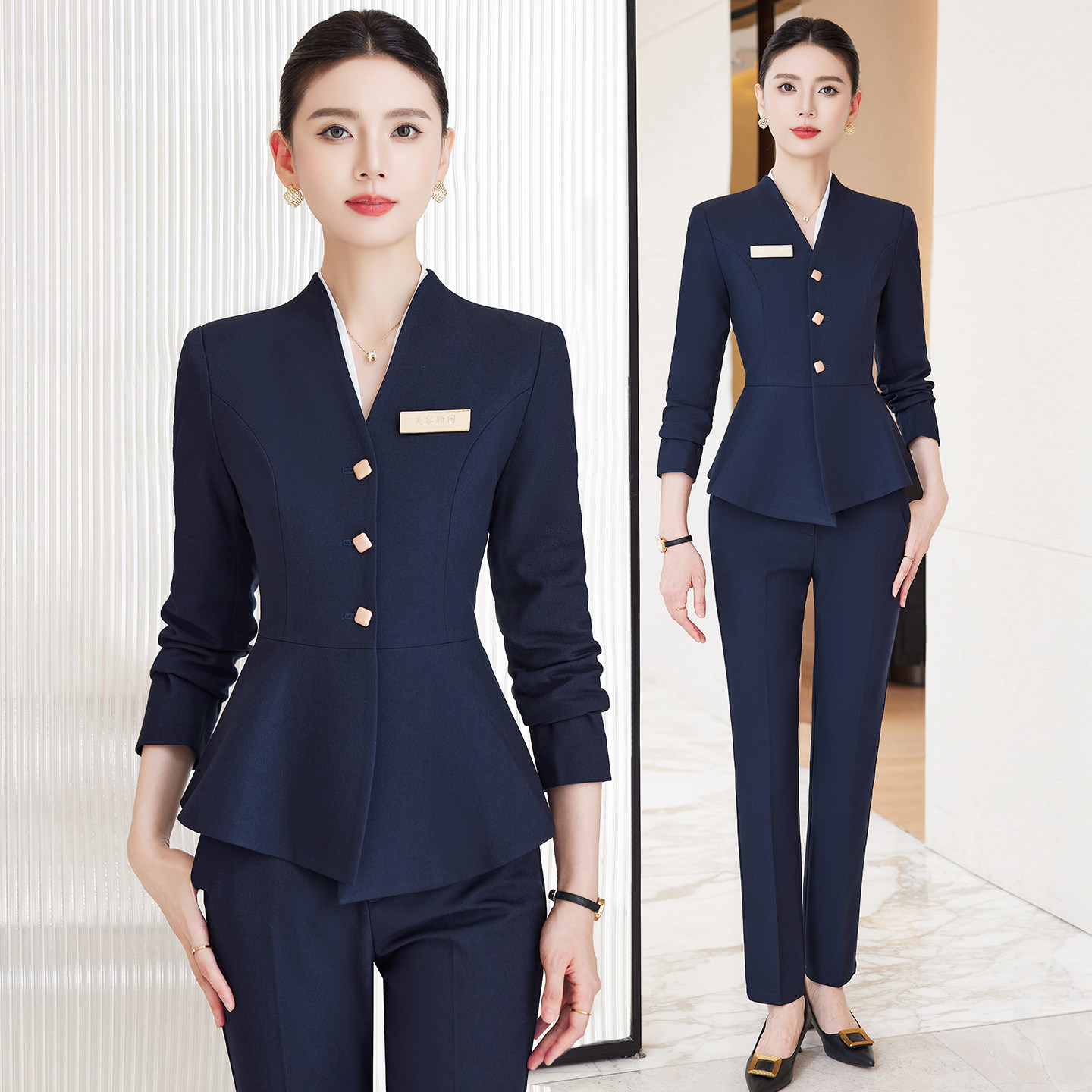 职业套装女秋季新款气质女神范长袖工装酒店前台珠宝店工作服套装