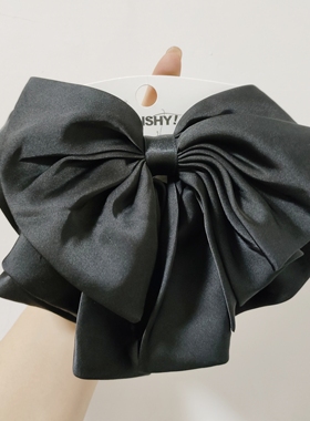 （满15包邮发货）法式缎面纯色百搭日常大版蝴蝶结蓬蓬马尾抓