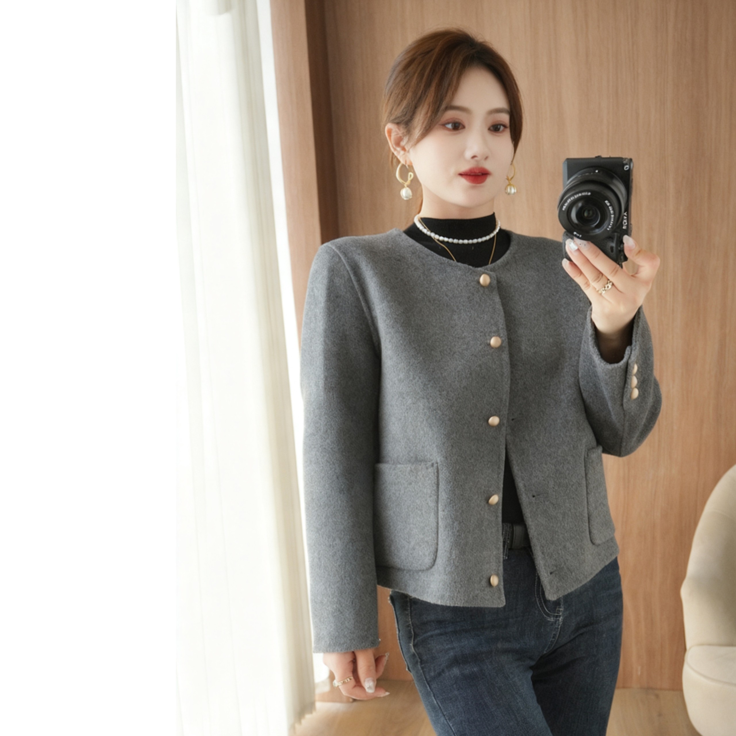 2025秋冬新款双面羊毛呢外套女短款韩版修身气质时尚小个子百搭,女装/女士精品,毛呢外套,淘宝优惠券,粉丝福利购,淘宝优惠卷