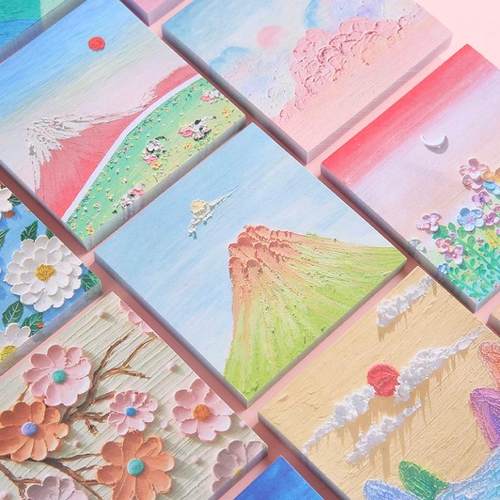 高颜值油画便利有粘性学生便签本