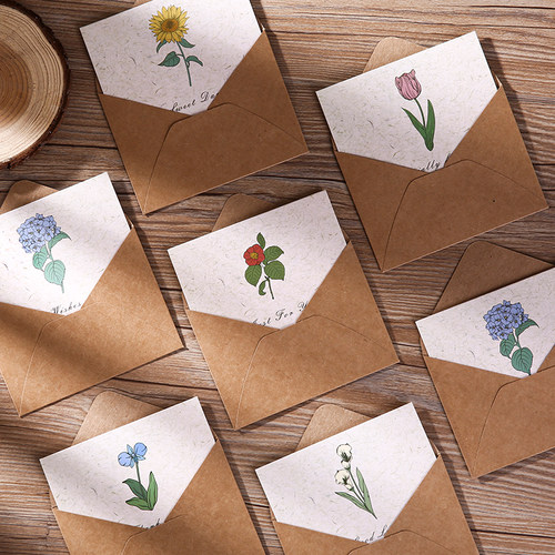 复古高颜值郁金香植物贺卡小卡片