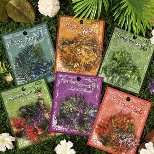 复古四季植物花卉盒装贴纸包高颜值ins风pet防水仿真叶脉儿童diy咕卡手帐日记素材贴装饰手机相册水杯拼贴画