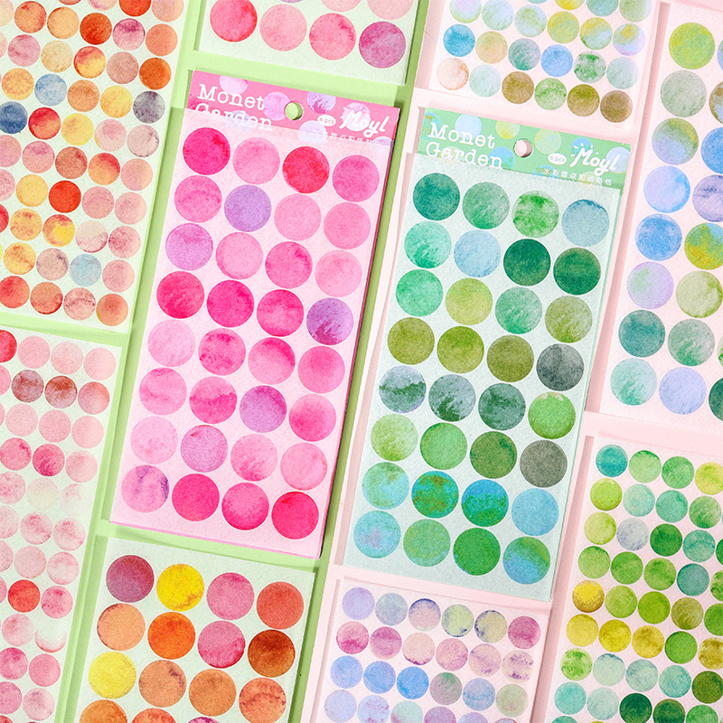 莫兰迪色系小清新复古圆点贴纸