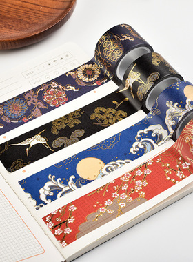 古风烫金手帐胶带贴纸口红贴花边造景边框背景中国风故宫和纸胶带