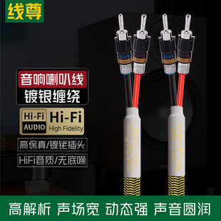 线尊 镀银hifi音响喇叭线发烧级功放主音箱专用连接线香蕉头通用