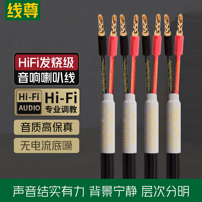 线尊 发烧级喇叭线hifi专用音箱线专业音响功放通用连接线香蕉头