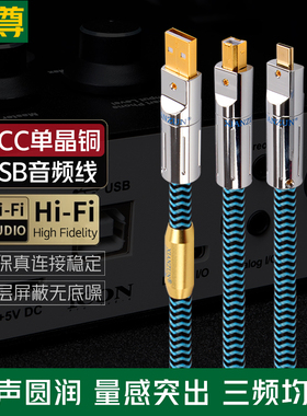 线尊 单晶铜usb音频线typec转方口A-B电脑手机音响声卡otg连接线