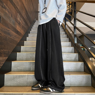 新款 K25810 美式 B315 特p45控88 复古黑色明线解构弯刀牛仔裤 秋季